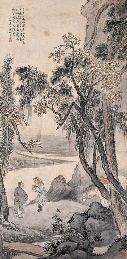 何丹山 辛巳（1881）年作 山水 立轴